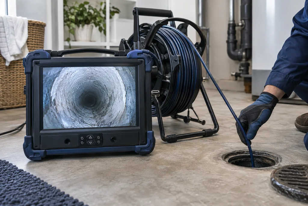 Illustration d’une inspection de drain par caméra